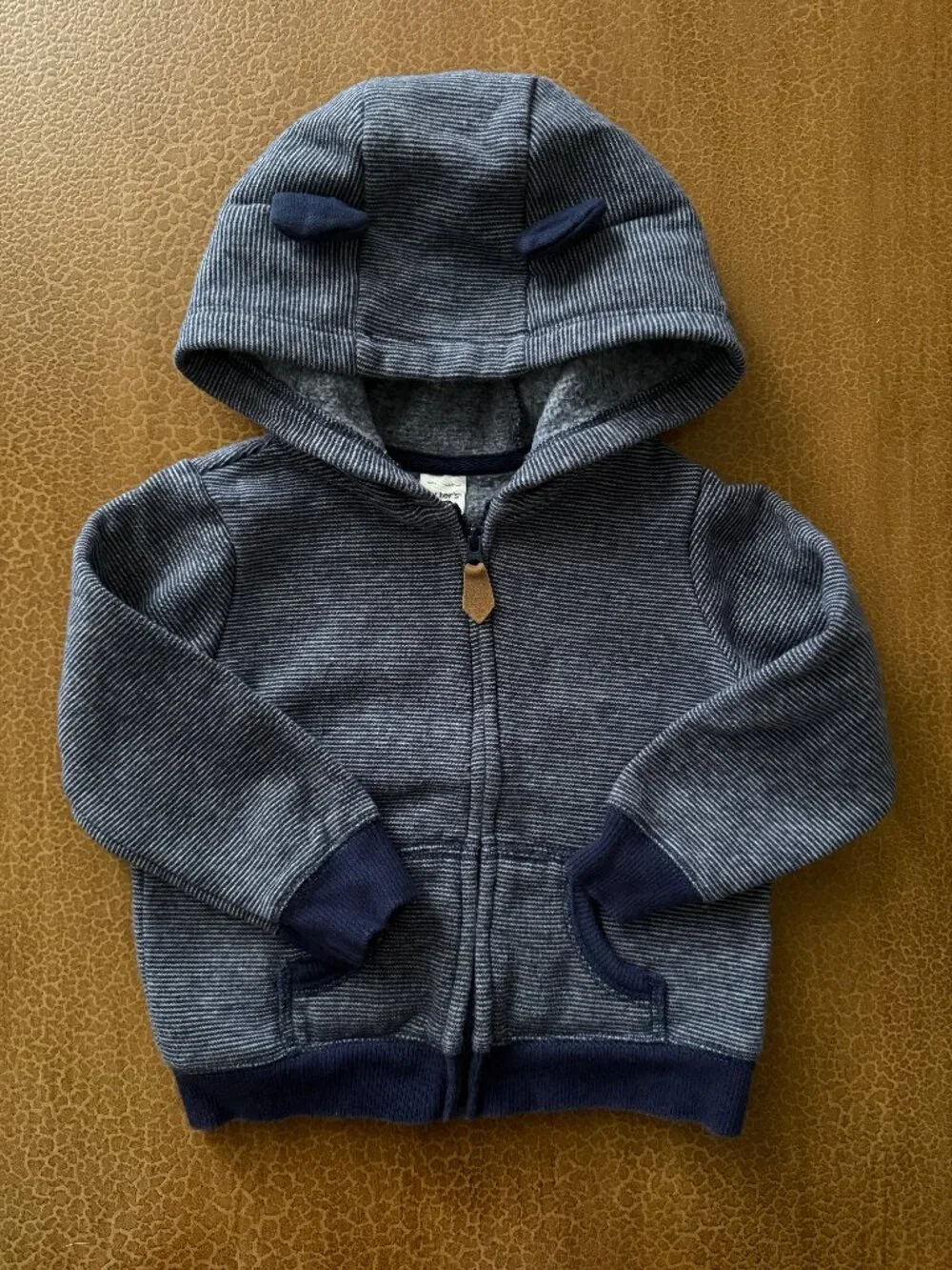 Blue & Grey Striped Jacket with Bear Ears - Size 18M